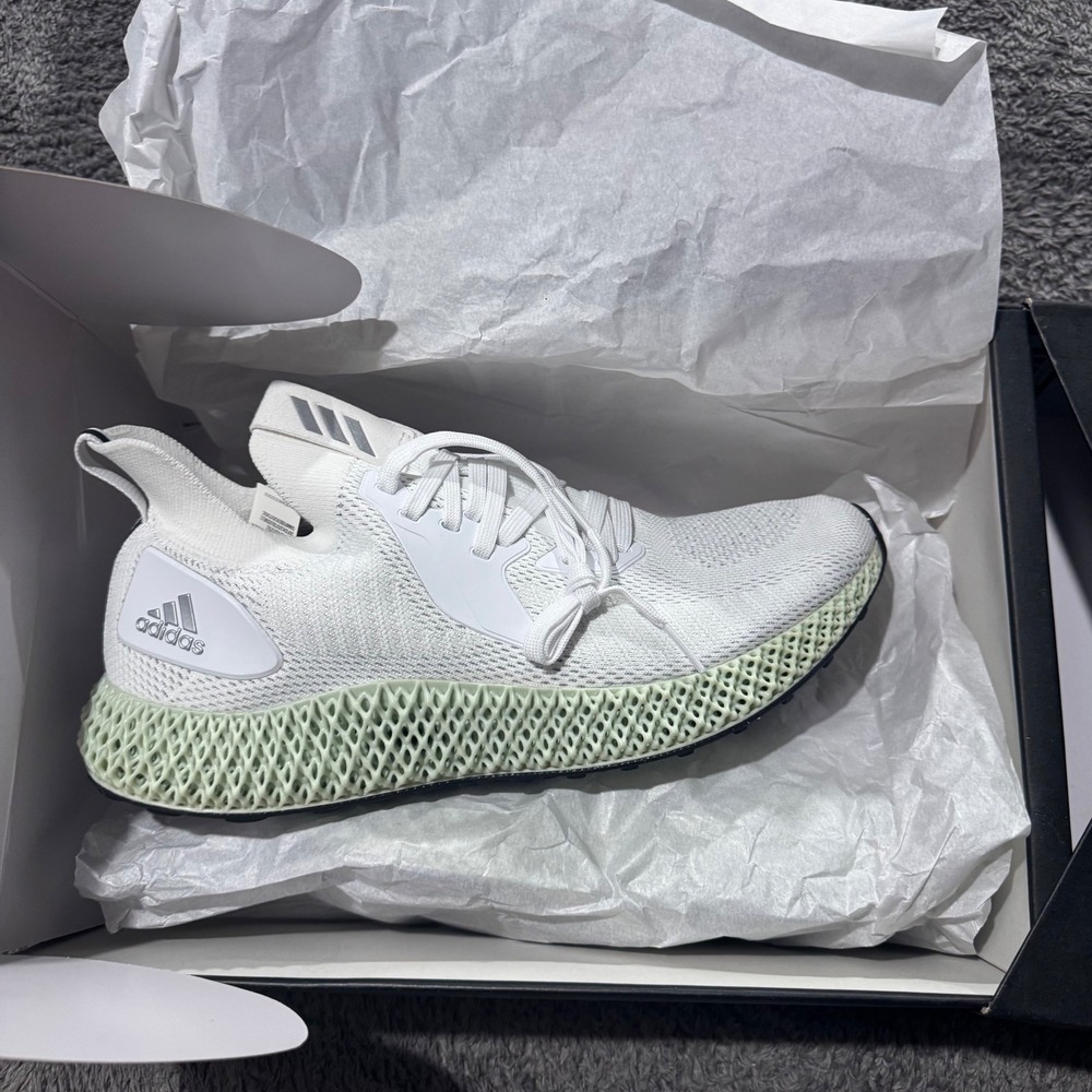 Adidas Alphaedge 4D White Silver Green Running Shoes FV4687 Mens 11 Primeknit